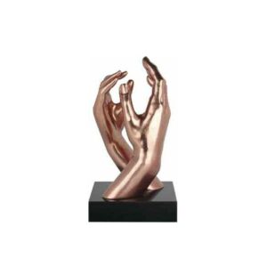 scultura-resina-le-tue-mani-hands-foglia-rame-base-marmo-nero (1)