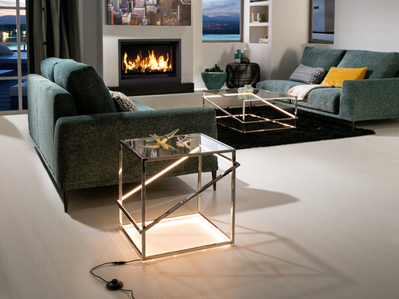 Tavolino da salotto square led acciaio - immagine 2