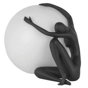 lampada-scultura-donna-su-sfera-nero-opaco