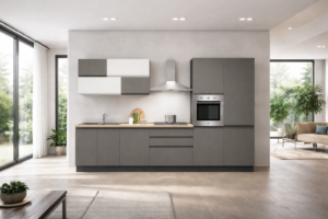 cucina-lineare-grigio-antracite-bianco-elettrodomestici-inclusi-top-rovere