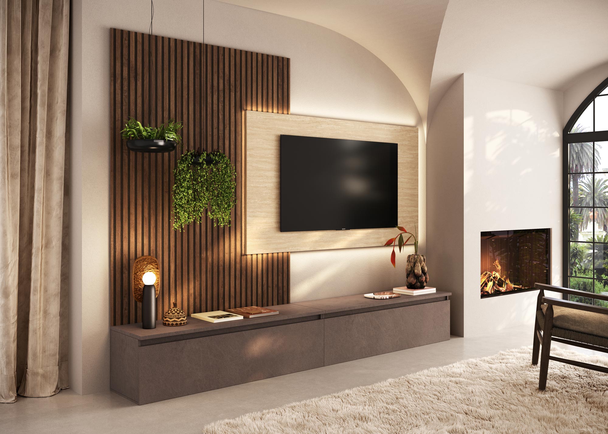 parete-tv-design-pannello-legno-travertino-boiserie-dogata-legno-mercure-base-sospesa-cassetto-bronzo (2)