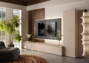 parete-tv-soggiorno-boiserie-cannette-legno-noce-mercure-pannello-marmo-nero (2)