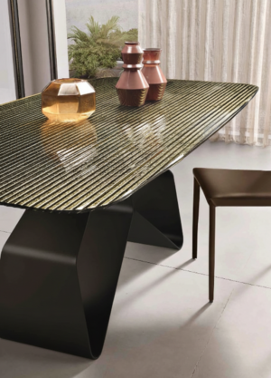 tavolo-swing-piano-vetro-rigato-bronzo-struttura-nero