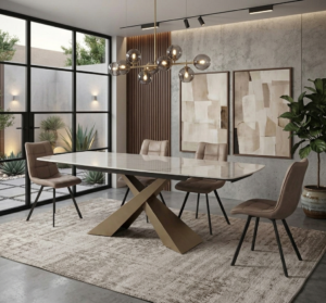 tavolo-a-botte-gres-ceramica-carrara-gold-lucido-calacatta-gold-struttura-x-bronzo-metallo-barone-living-tavolo-design