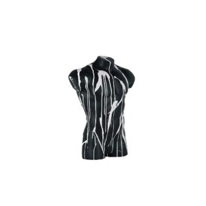 Scultura-in-resina-Sixties-Man-busto-uomo-torso-nero-opaco-strisce-bianco-lucido-ambienti-glamour (1)