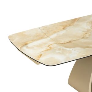 tavolo-a-botte-allungabile-gres-ceramica-onice-gold-lucido-struttura-sabbia-tavolo-a-botte-180cm-allungabile-a-260cm (1)